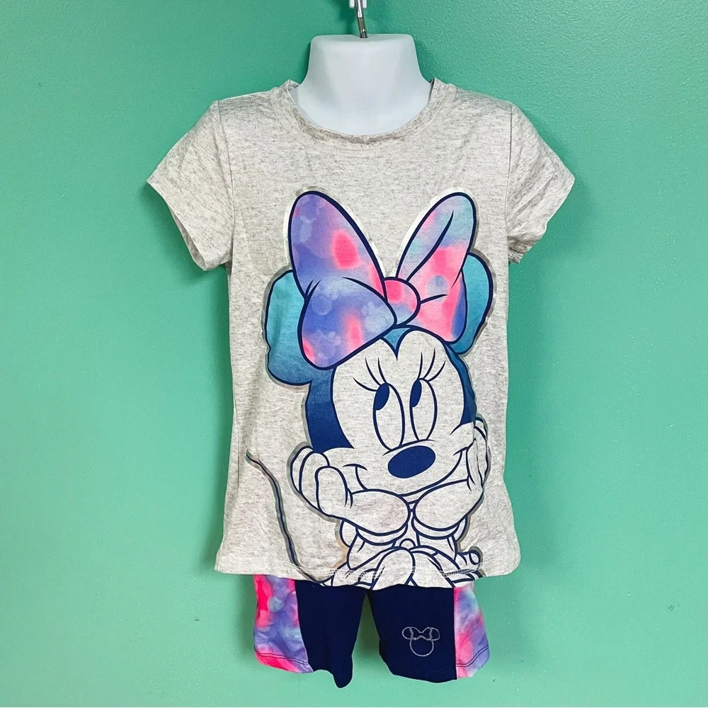 Disney x Jumping Beans Gray & Navy Minnie Mouse Activewear Outfit Girls 4